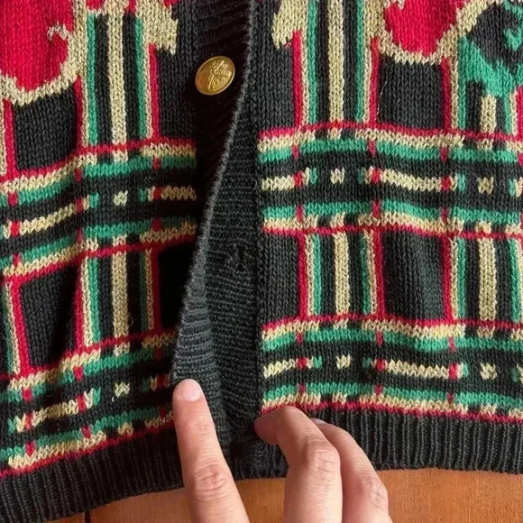 VTG Norton Mcnaughton Christmas Sweater Red Cardigan Gold Accents Women’s Med - Picture 5 of 8